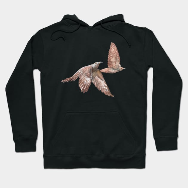 Cuckoo Birds in Flight Illustration Hoodie by Julia Doria Illustration